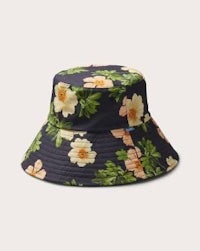 a bucket hat with flowers on it